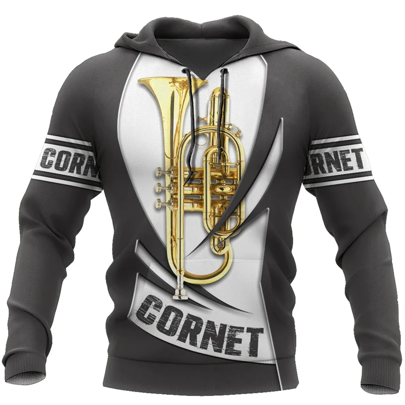 3D Printed Instrument Tuba Cornet Graphic Hoodies Women Men Fashion Casual New In Hoodies/Sweatshirt Music Lover Y2k Clothing