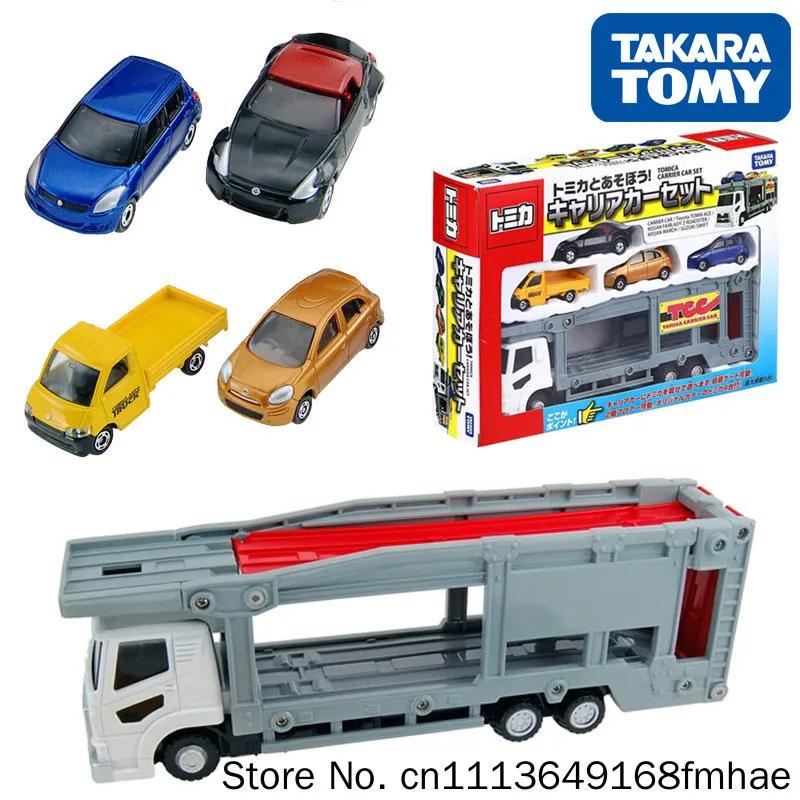 

Tomy Tomica Car Set Diecast Model Truck With 4 Mini Cars Nissan March Swift Alloy Toy For Kids & Collectors Holiday Gift