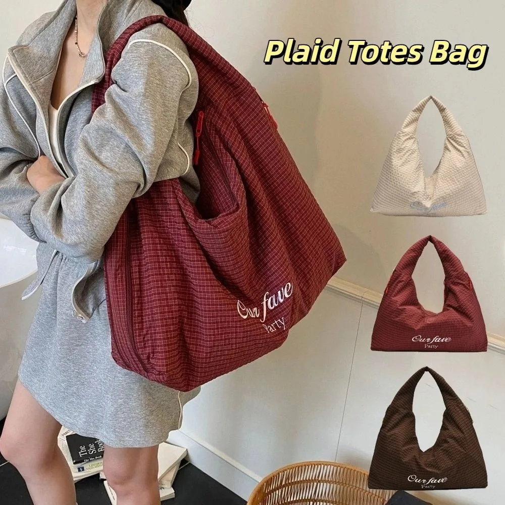 

Fashion Japanese Plaid Shoulder Bag Versatile Large Capacity Overlarge Tote Bag Casual Letter Women's Handbag Female