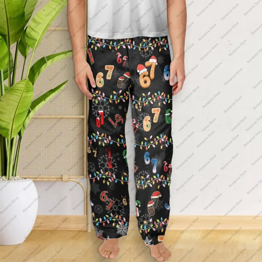 Trendy Six Seven Meme Christmas Pajama Pants Santa Says Six Seven Pajamas Pants Six Seven Pjs Pants 67 Christmas Sleeping pants