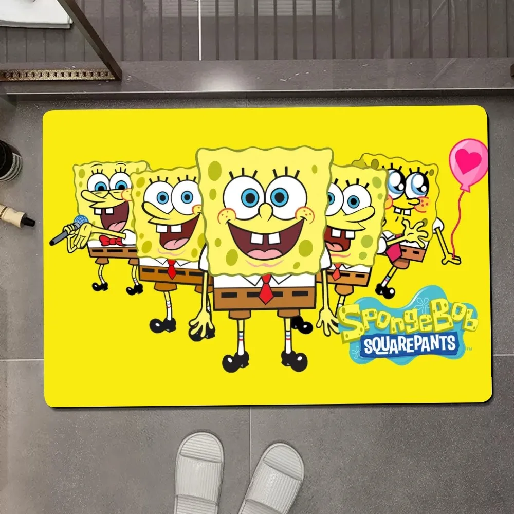 Cartoon S-Sponge-B-Bob Floor Mat Anti-Slip Kitchen Bedroom Handmade Tufted Rug Carpet Living Room Entrance Rug