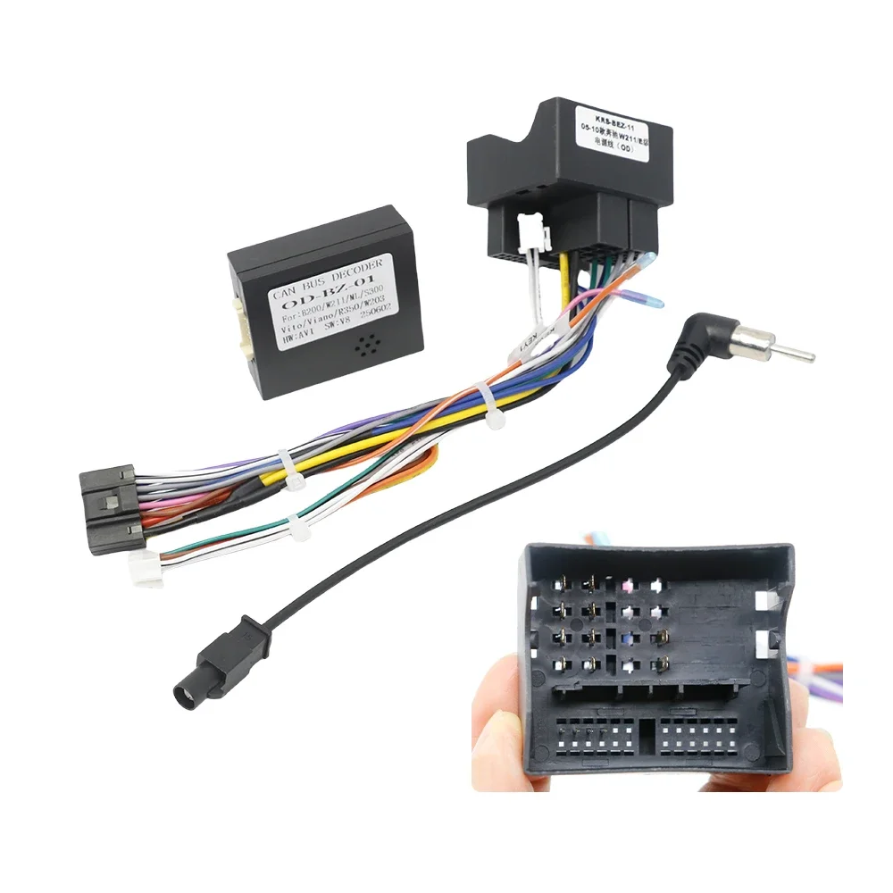 16-контактный адаптер жгута проводов Quadlock, декодер CANBUS для Mercedes Benz E Class W211, разъем автомобильного Android, головное устройство, провод, кабель 16-контактный адаптер жгута проводов Quadlock, декодер CANBUS для Mercedes Benz E Class W211, разъем автомобильного Android, головное устройство, провод, кабель