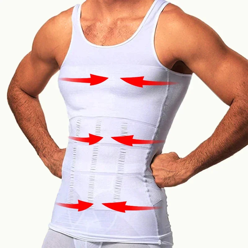 Camicia da uomo dimagrante modellante per il corpo modellante per l'addome per nascondere la ginecomastia, canotte da allenamento, canottiere