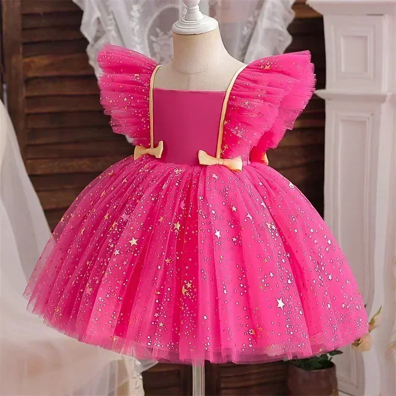 Sequin Girls Dress Ruffles Elegant Toddler Kids Birthday Baptism Princess Dress Infant Tutu Gown Wedding Party Infant Dresses