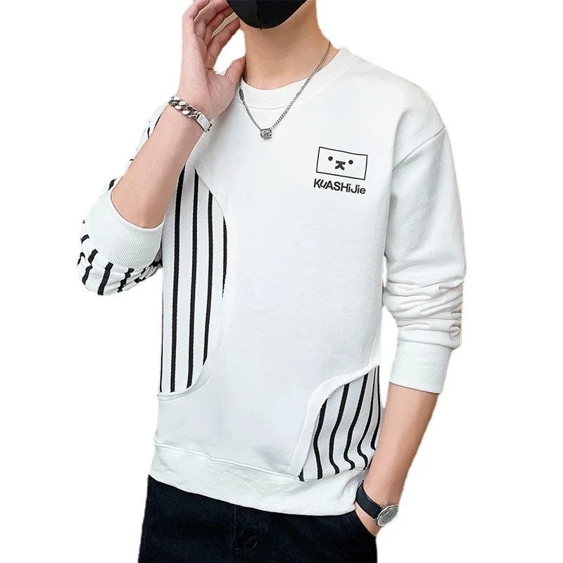 Men's Fashion 2023 Men's Hoodies and Sweatshirts, Loose-Fitting Casual Autumn Clothes for Teenagers with Patchwork Design