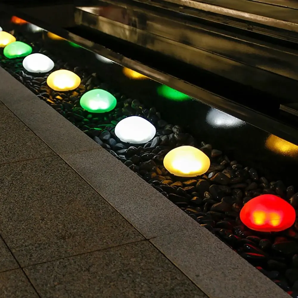 Lampu Batu Solar Bentuk Batu Kerikil Hemat Energi Otomatis Nyala/Mati Lampu Luar Ruangan Nirkabel Tahan Air LED Lampu Solar Teras
