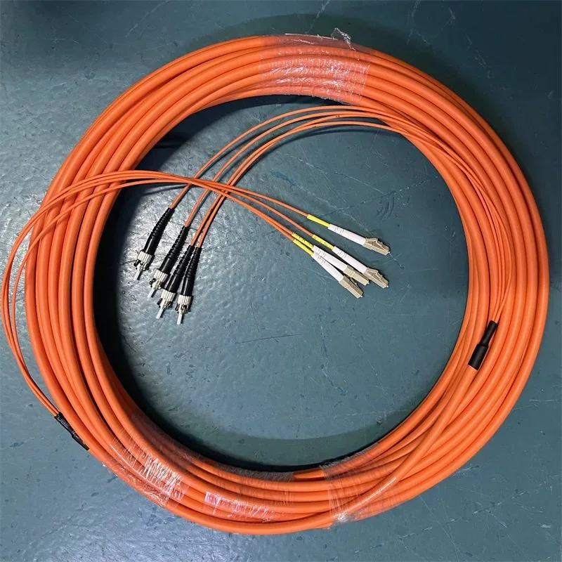 Patchcord de fibra interna 4 núcleos 5m 10m 20m 30m OM2 50/125um jumper empacotado LC-LC SC FC ST Multimodo remendo de fibra óptica chumbo 4C