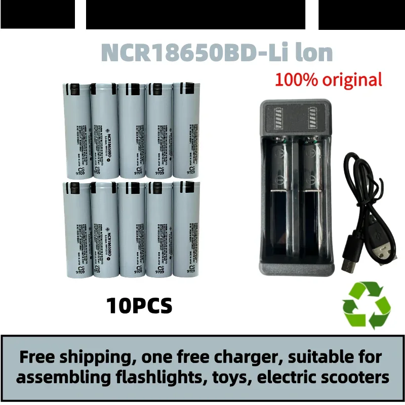 100% original NCR18650BD 3200mAh 18650 3.7V lithium Rechargeable battery 10A discharge for Flashlight charging 35E