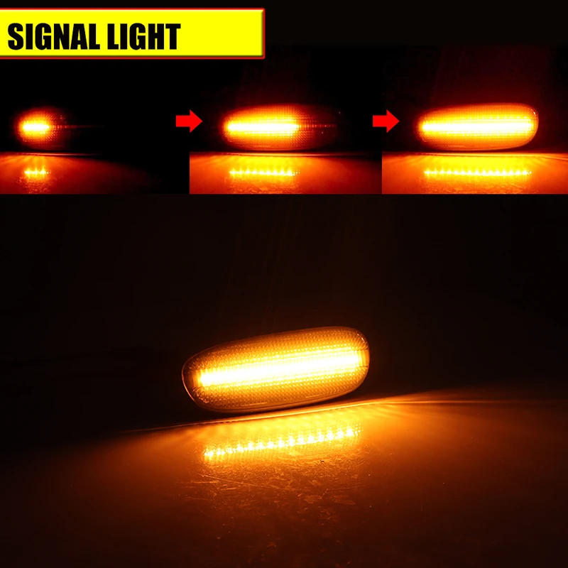 Dynamic Amber LED Front Side Marker Turn Signal Lights For 1993 1994 1995 1996 1997 1998 1999 2000 2001 Subaru Impreza GC GM GF