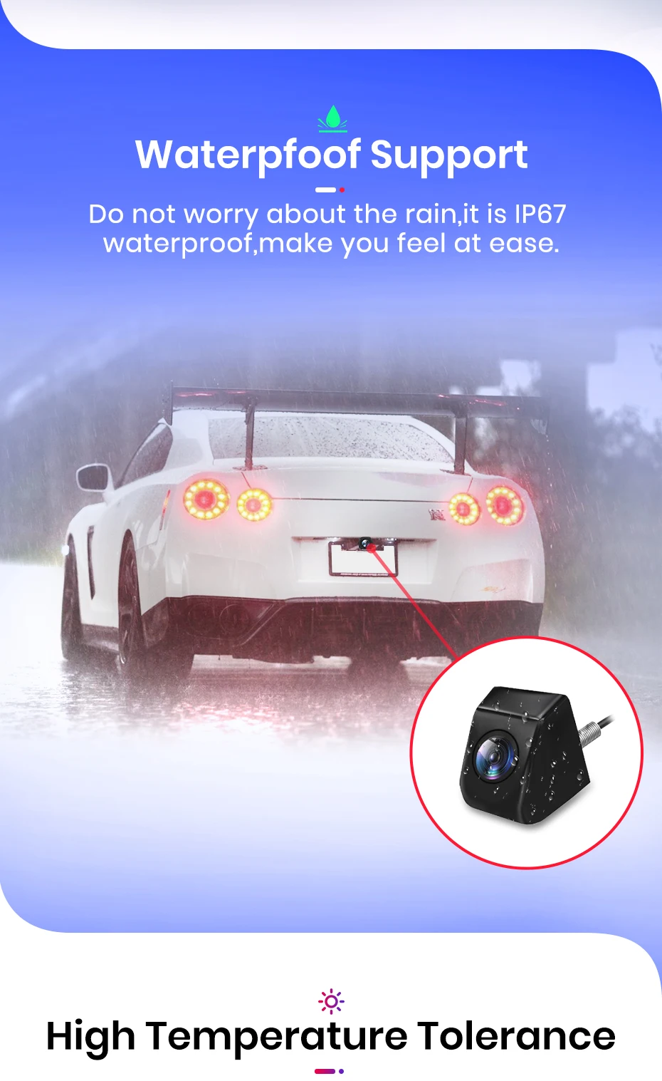 Awesafe Auto-Rückfahrkamera AHD 720P/1080P Wasserdicht 140 Grad Winkel Backup-Kamera ° Weitwinkel-Rückfahrkamera für Awesafe Radio – Detail 10