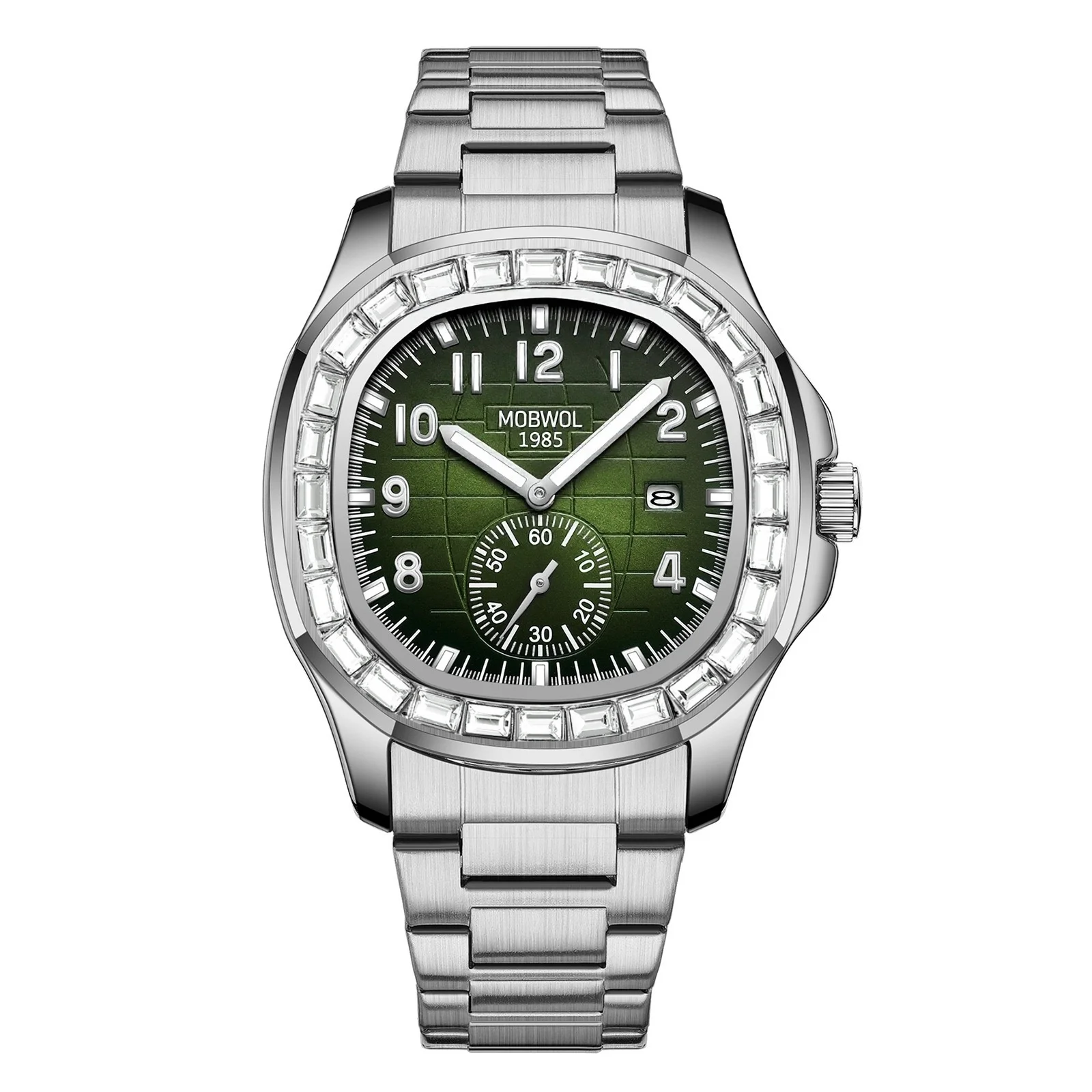 MOBWOL Original Luxury Men's Wristwatch Business Quartz Watch Luminous Date Waterproof Stainless Steel Casual Daily Watches