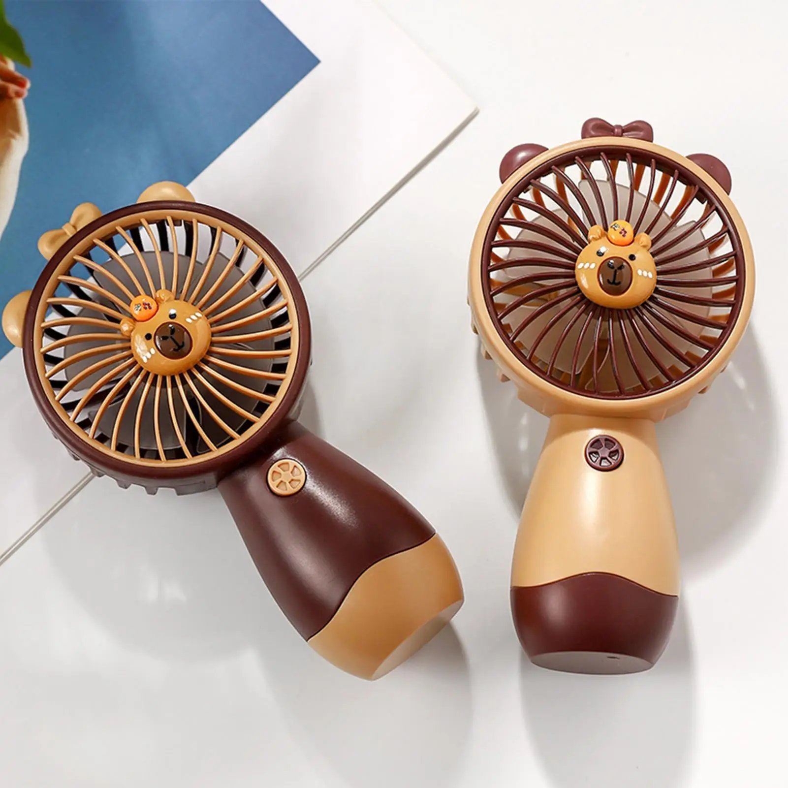 Handheld Fan USB Rechargeable Cute Capybara Cartoon Personal Mini Fan 3 Speed Powerful Portable Cooler for Summer Travel