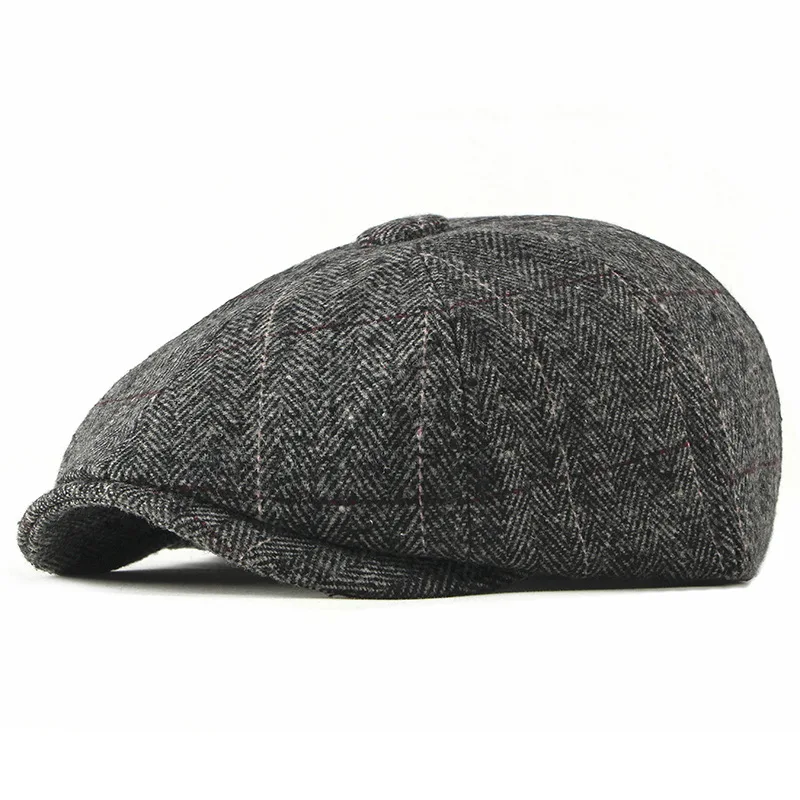 

Middle-aged And Elderly Beret Men's British Retro Woolen Peaked Cap Autumn And Winter New Octagonal Cap Casual Painter Hat