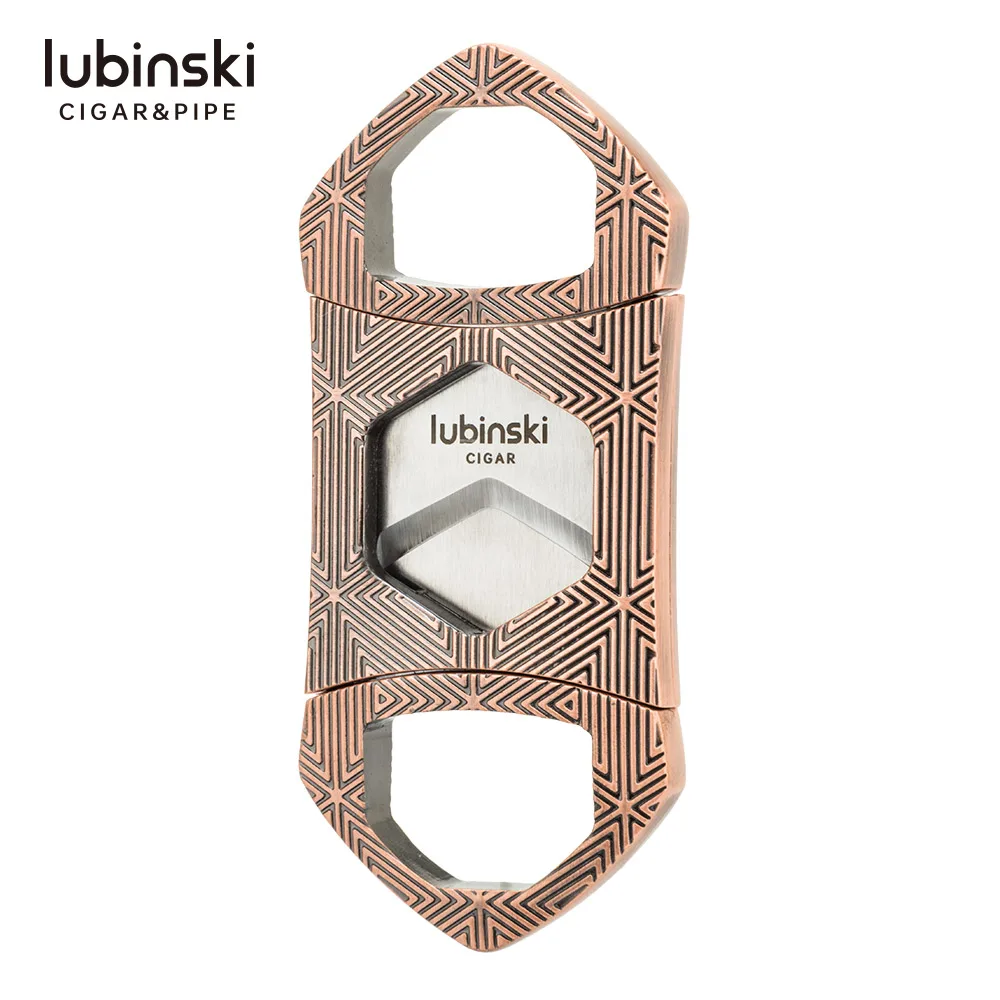 LUBINSKI Double Cut Cigar Cutter Stainless Steel Cigar Cutter Self Sharpening Blades Cigar Cutter Sharp Knife