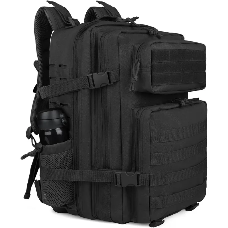 45L Outdoor-Mehrzweckrucksack, Herren-Freizeitrucksack, geeignet für Wandern, Camping, Reisen, Herren-Arbeitsrucksack, Design mit mehreren Taschen, Schwarz.