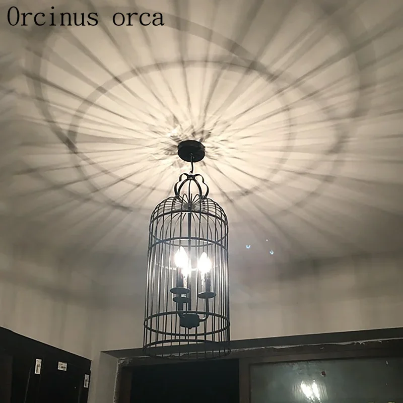 

American industrial wind birdcage chandelier restaurant coffee shop originality personality vintage iron Chandelier