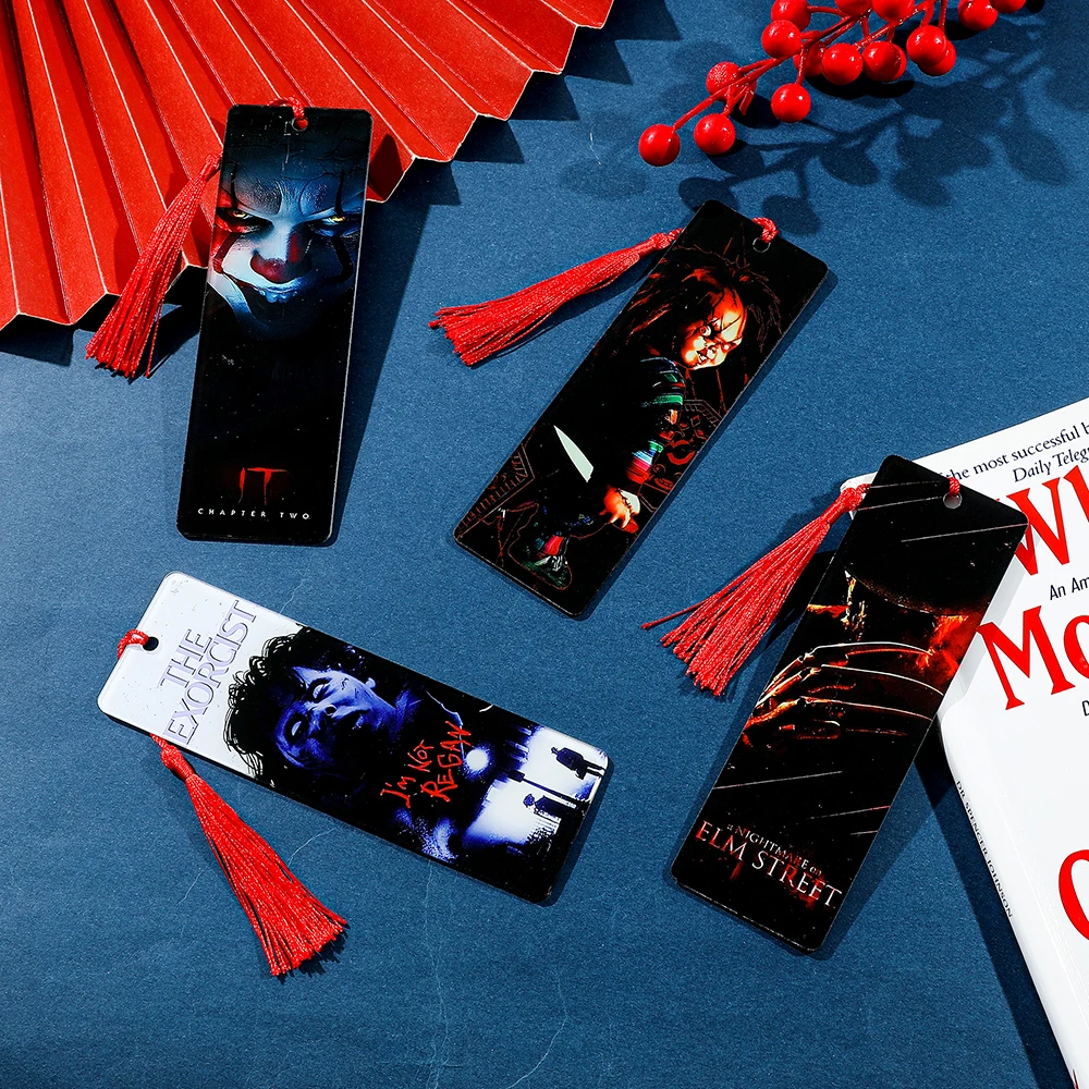 Pennywise Chucky Freddy Acrylic Bookmarks, Horror Fans, Reading Study Office Accessory, Halloween Christmas Birthday Gift