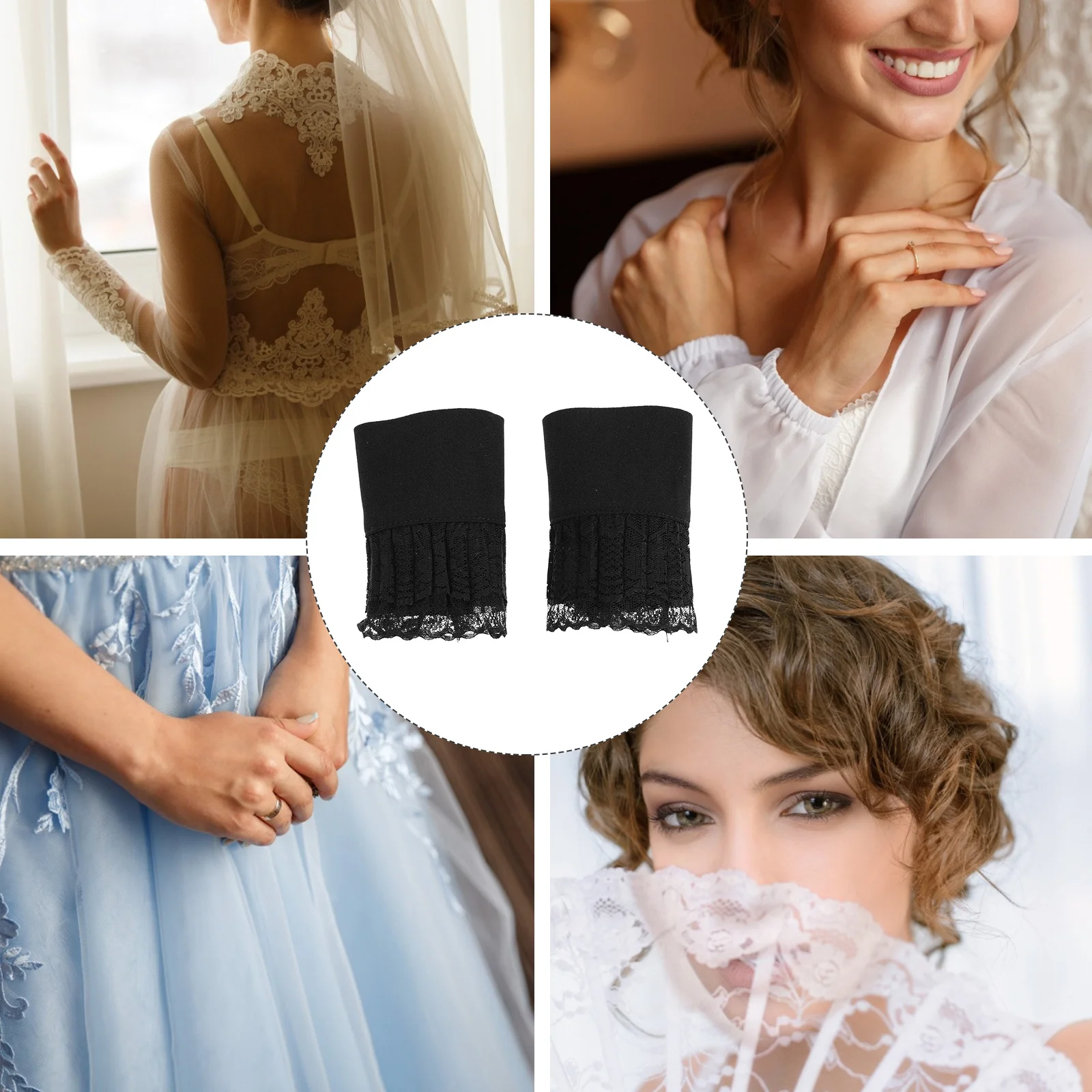 

1 Pair Lace False Sleeve Stretchy Detachable Cuff For Women Fashion Dress Accessory Decorative Fake Cuff