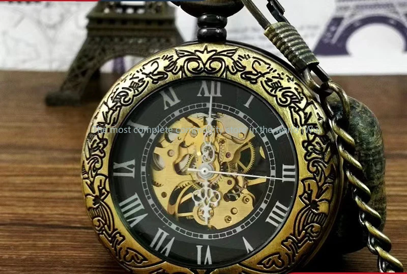 

Wholesale Fashion Classic Flip Pendant Watch Perspective Roman Relief Hollow Men's and Women's Leisure Mechanical Pocket Watch