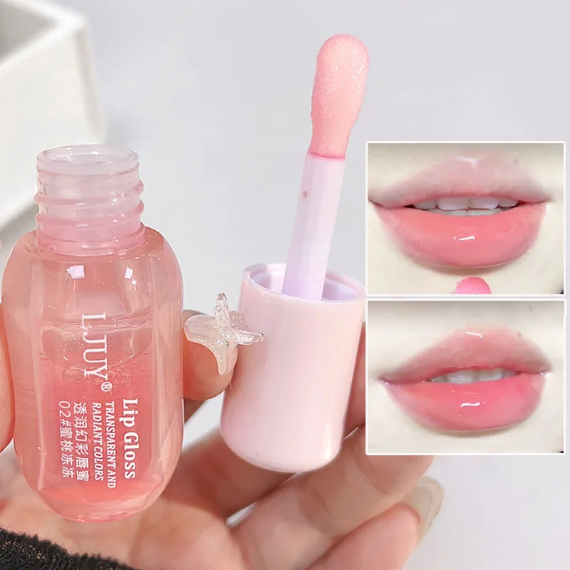 Vochtinbrengende Jelly Lip Olie Make-Up Fruit Glas Lipgloss Kristal Plooiend Heldere Spiegel Lip Voller Serum Vrouwen Lippen Verzorging Cosmetisch