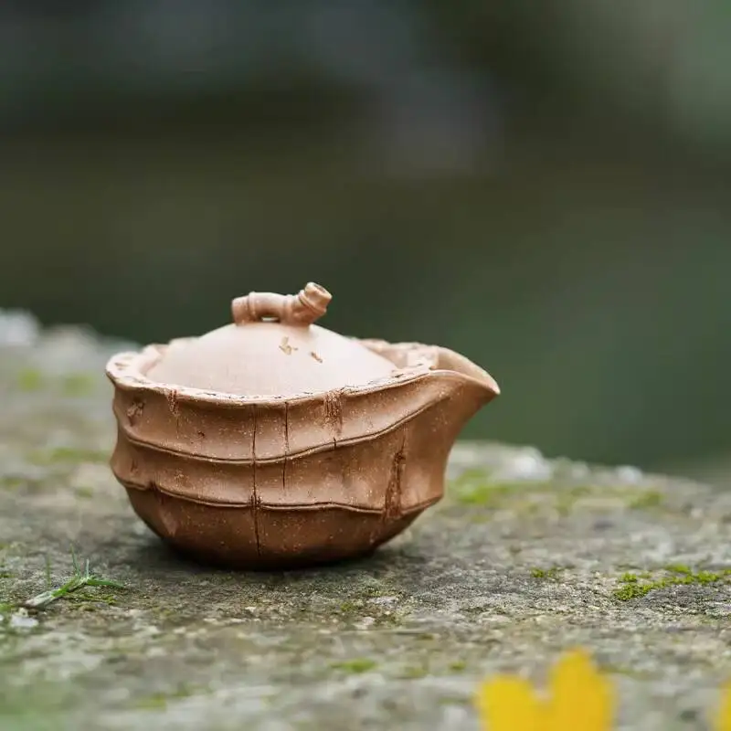 Changtaoyixing Original Mineral Purple Handcrafted Teapot, Tea Set, Old Section Clay Bamboo Joint Fair Pot, 160Cc