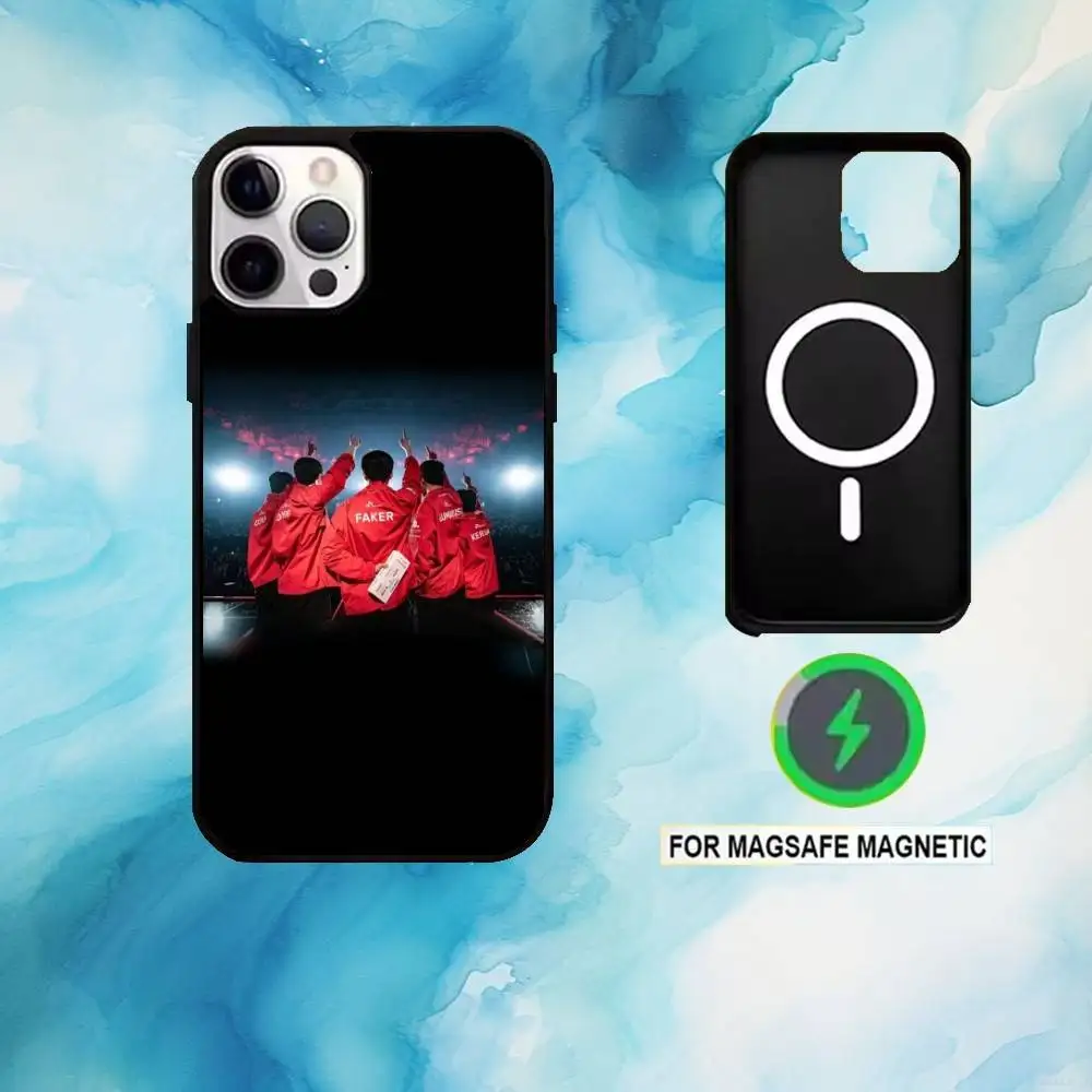 Funda de teléfono SKT T1 Faker L-LOL para iPhone17,16,15,14,13,12,11 Plus,Pro Max carga inalámbrica magnética Magsafe