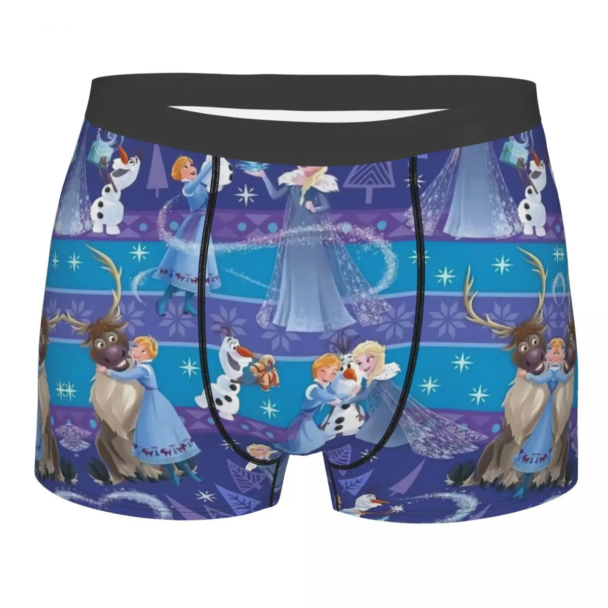 Custom Funny Frozen Elsa Olaf Pattern Boxers Shorts Panties Men's Underpants Breathable Briefs Underwear