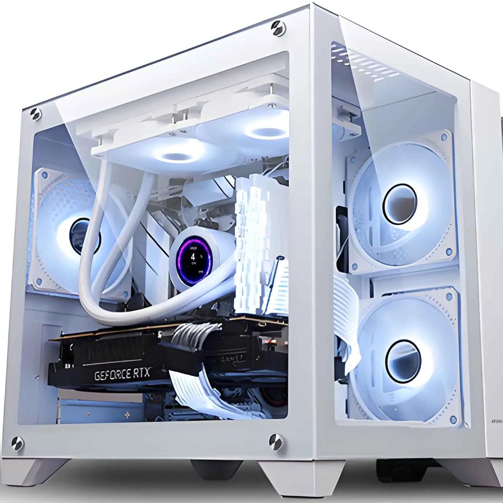 Monitor de caja de PC blanco de 2,1 pulgadas 480x480 Monitor de puerto USB de temperatura de CPU GPU con tema incorporado