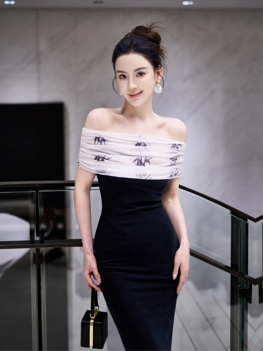 

Ele High-Waist Knitted Long Dr One-oulder Wedding Dr for Women Luxury Simple Sle Par Performance Clothes