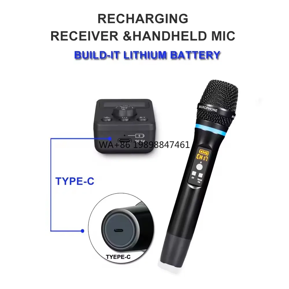 

M50 Rechargeable Wireless Dynamic UHF Dual Microphones With DSP Feedback Suppressor Receiver for Karaoke, Plug&Play