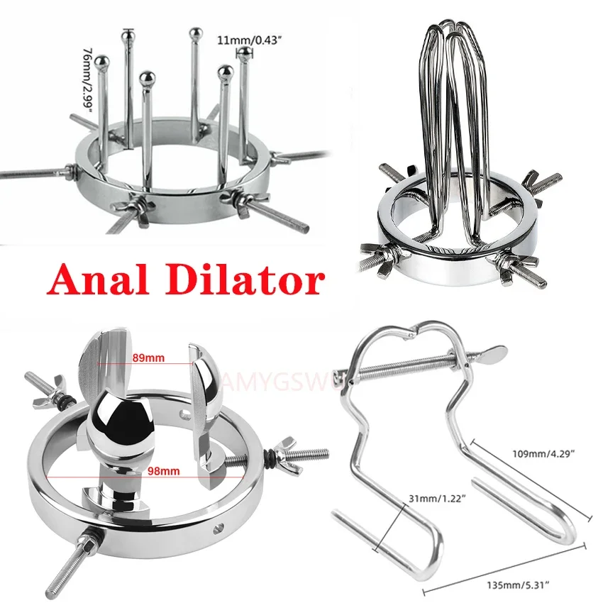 Metal Anal Dilator Adjustable Vaginal Medical Mirror Couples Fist Sex Toys Enema Wash Speculum Device BDSM Expander Ass Tools 18