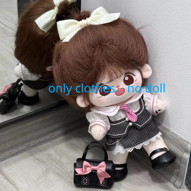 

Handmade 6pc/set 20cm No Attribute Only Doll Clothes Korean Uniform Jk Skirt Suit College Style Shirt Vest Shoes Cos Suit