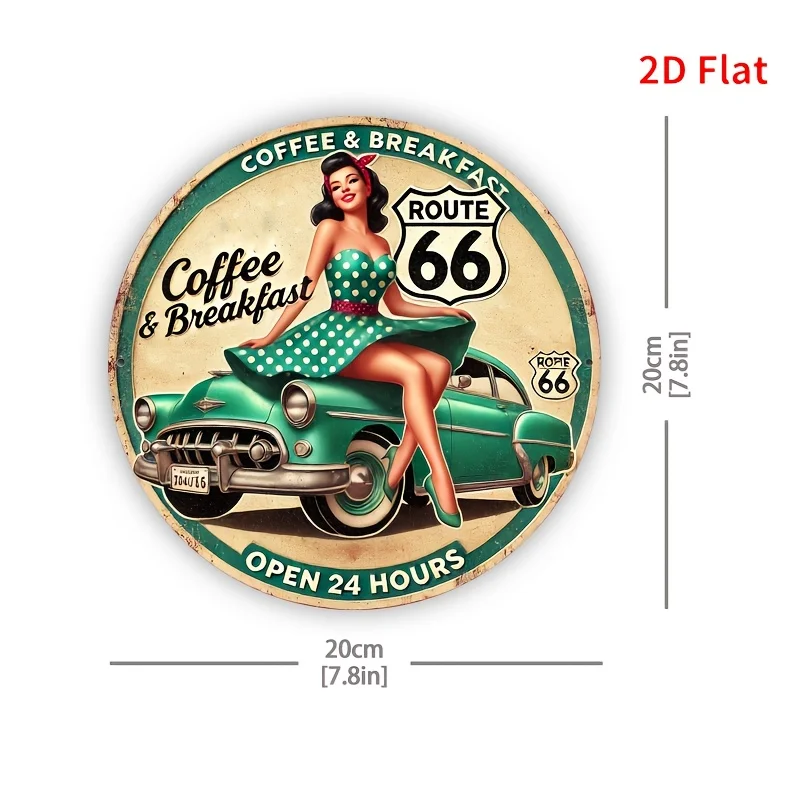 Vintage 2D Flat Round Tin Sign - 