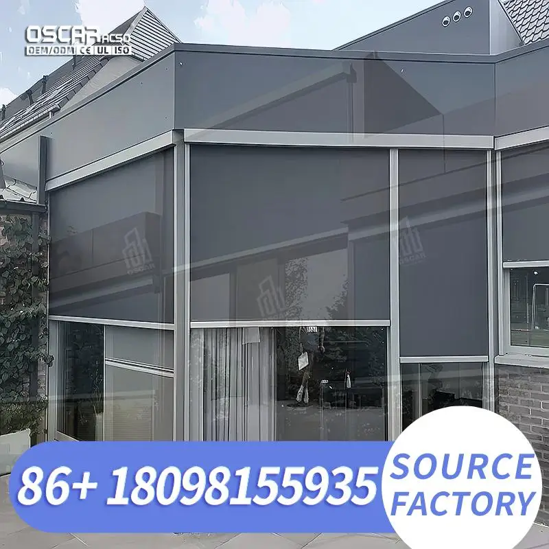 Outdoor Roller Shades Patio Zip Track Screens for Pergola Balcony Garden Rolling Blind