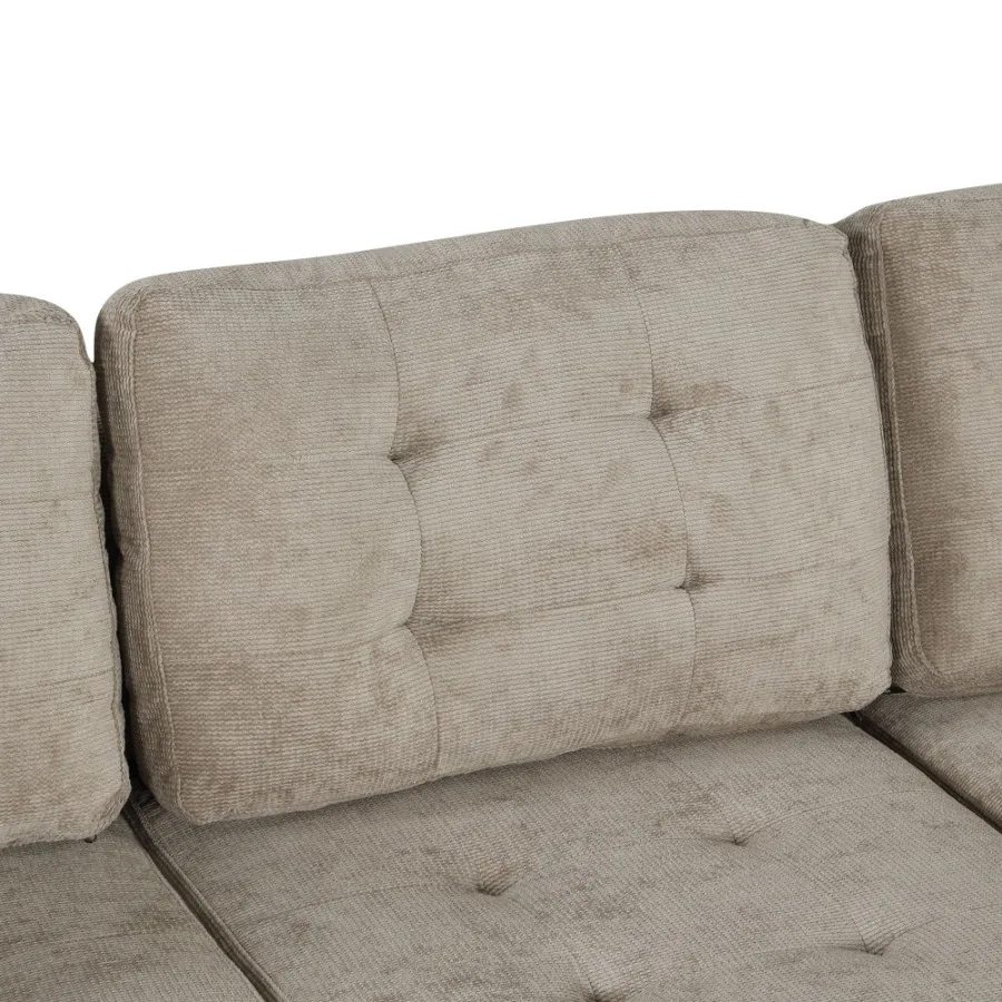 

82.6 Lshape Sofa Bed Pullout Sleeper Sofa with Wheels USB Ports Power Sockets for Living Room SG001230AA Khaki
