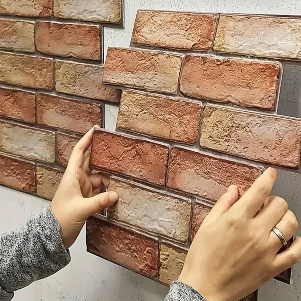 New 1PCs 3D Wall Panel Brick Adhesive Wallpaper, Waterproof Wall Stickers, Used for Living Room Bedroom Decoration Wall Decor