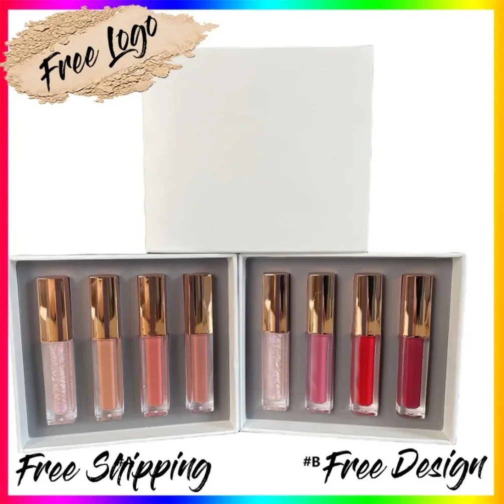 4 Color Gloss and Matte Transfer Proof Lip Gloss Set Vegan Makeup Wholesale Private Label Custom Logo Lipgloss Fenty Beauty