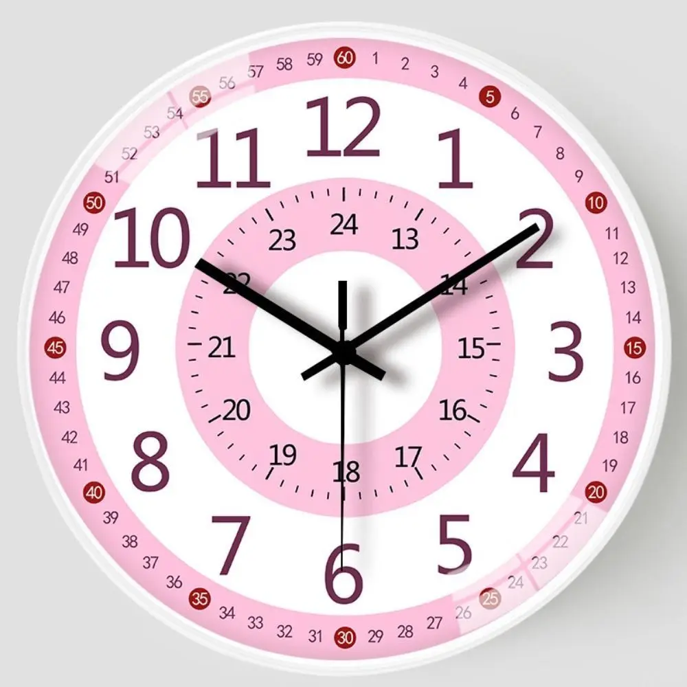 Non-ticking Silent Wall Clock Punch-free Modern Learning Clock Cartoon Mute Electronic Color Clock Early Education
