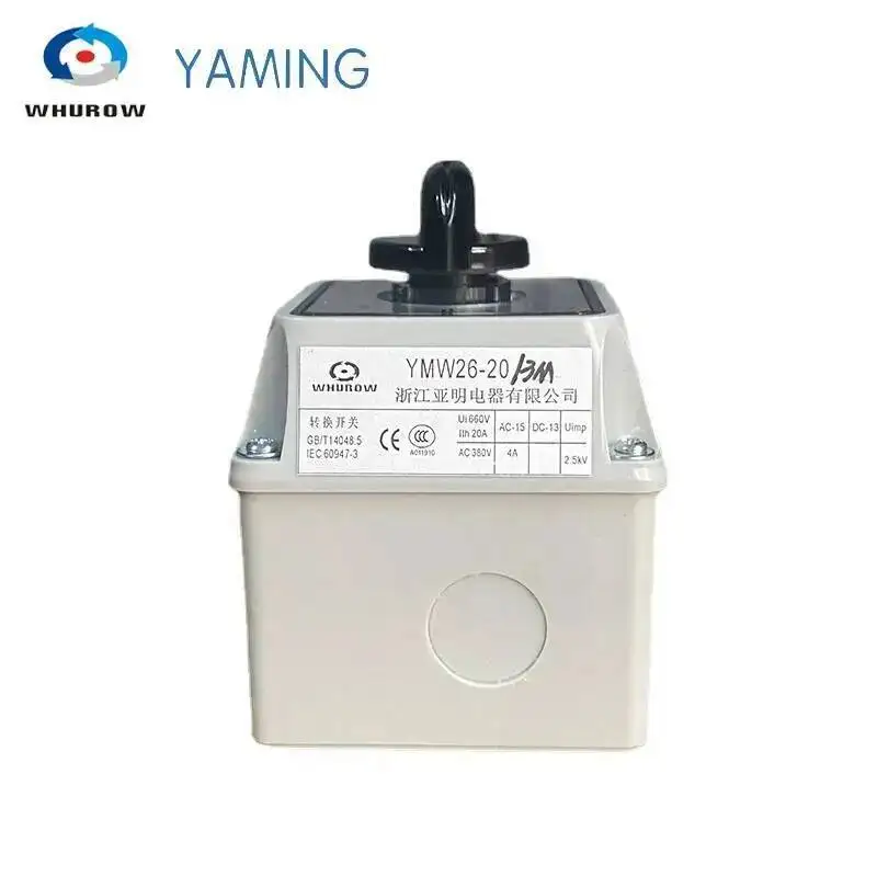 YMW26-20/3M Changeover Rotary Cam Universal Switch 20A 3 Levels 3 Position With Waterproof Enclosure Control Dual Power