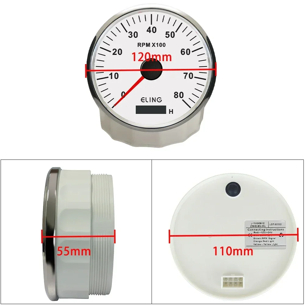 ELING Motorcycle Universal 110mm 0-200km/h GPS Speedometer + 0-8000RPM Tachometer with Red Yellow Backlight for Car Truck Boat