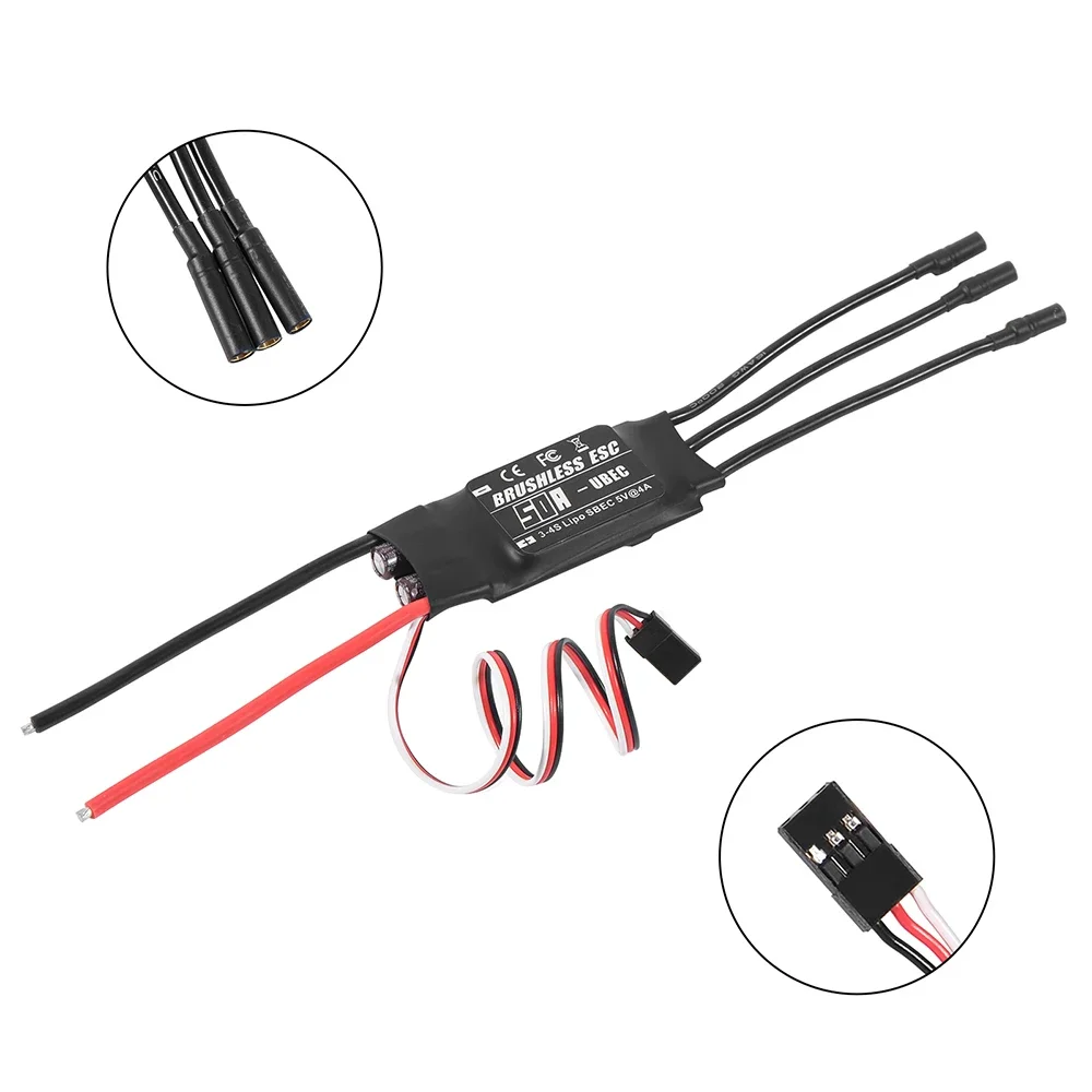 1 peça 20a 30a 40a 50a 60a 80a controlador de velocidade eletrônico esc sem escova com ubec para aeronaves de helicóptero rc