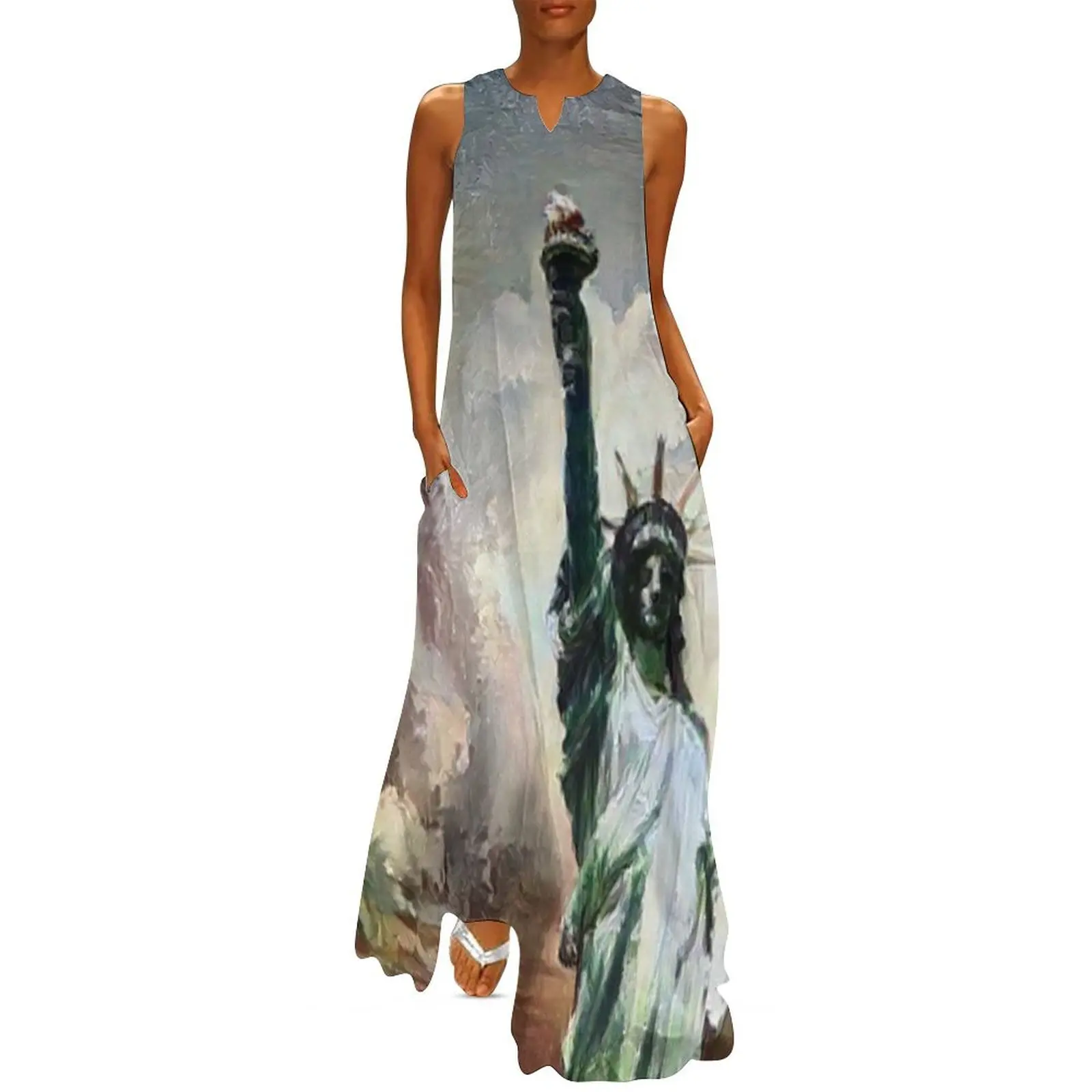 

statue of liberty original color Long Dress elegant dress dresses women summer 2025 Dress