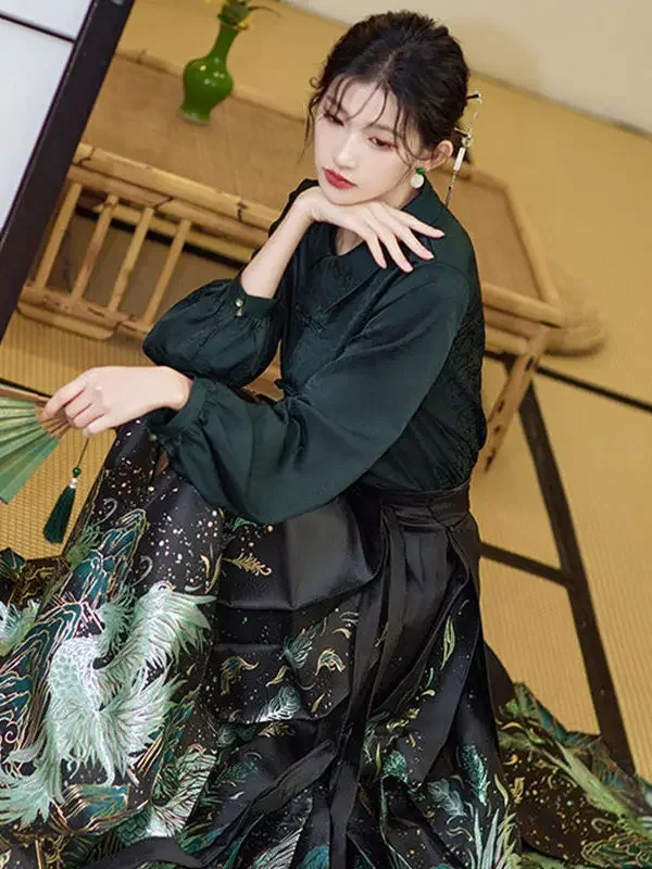Gonna con faccia di cavallo Hanfu della dinastia Ming in stile cinese Abiti in stile antico Abito da ballo classico 2025 Primavera