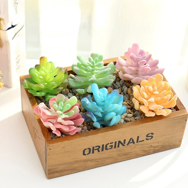 Lovely Artificial Simulation Succulents Plants Potted Bonsai Green Fake Plants Desktop Table Bedroom Garden Decoration DIY Craft