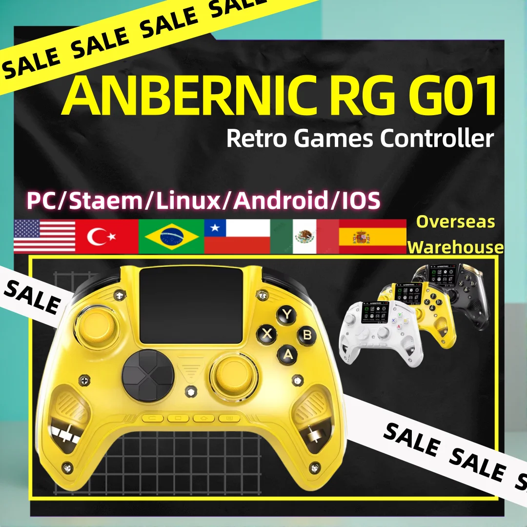 ANBERNIC RG G01 Retro Handheld Game Console Controller 2.5D Curved IPS Screen Hall Effect Triggers Gamepad For PC Android iOS