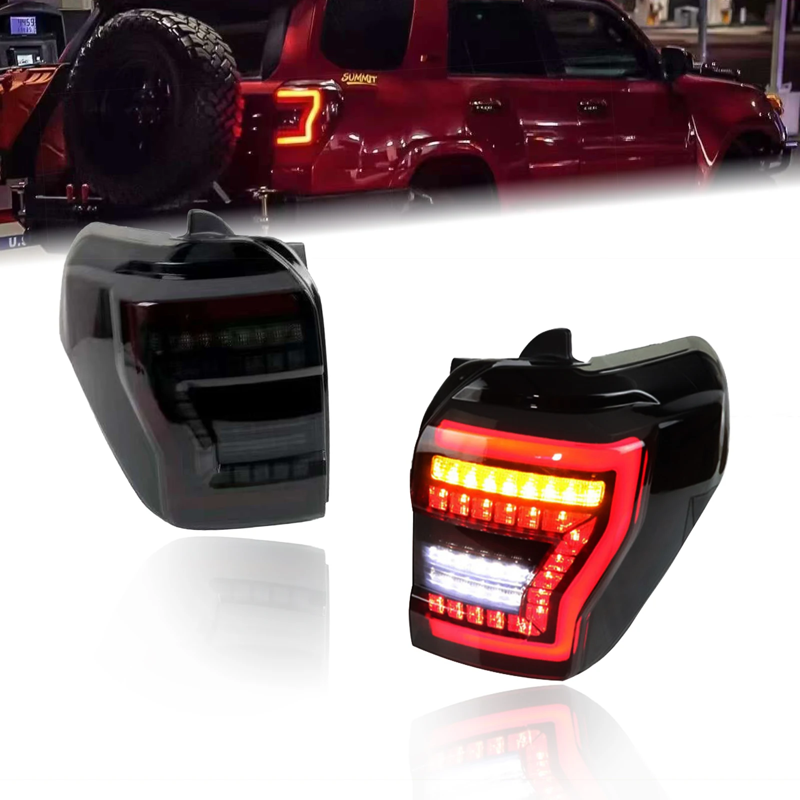 

LED Tail Lights for 4Runner 2010-2023 - Sequential Turn Signals, Black Housing, Plug & Play