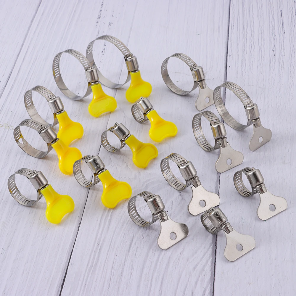 5Pcs Stainless Steel Handle Hose Clamp Powerful Pipe Clip T Bolt Air Water Pipe Fuel Exhaust Clamps Welding Sealing Clamps Tools