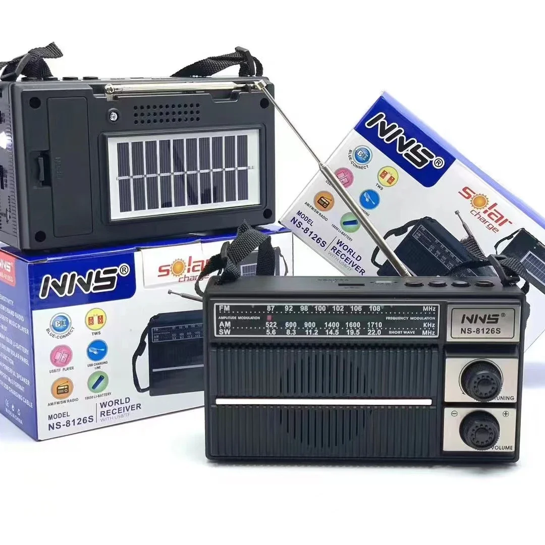 NNS Portable Retro Multiband Cheap Am Fm Sw Radio Solar Radio With Buile-in Wireless Bt And Led Display Tws Function