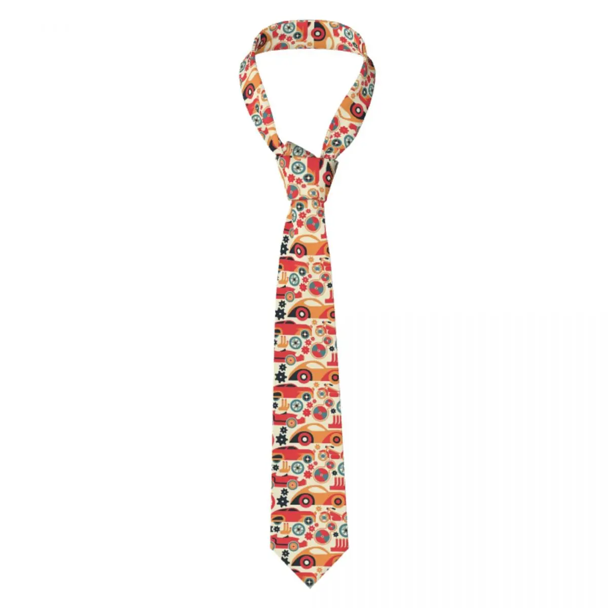 

Mens Tie Classic Skinny Retro Geometric Cars Pattern Neckties Narrow Collar Slim Casual Tie Gift