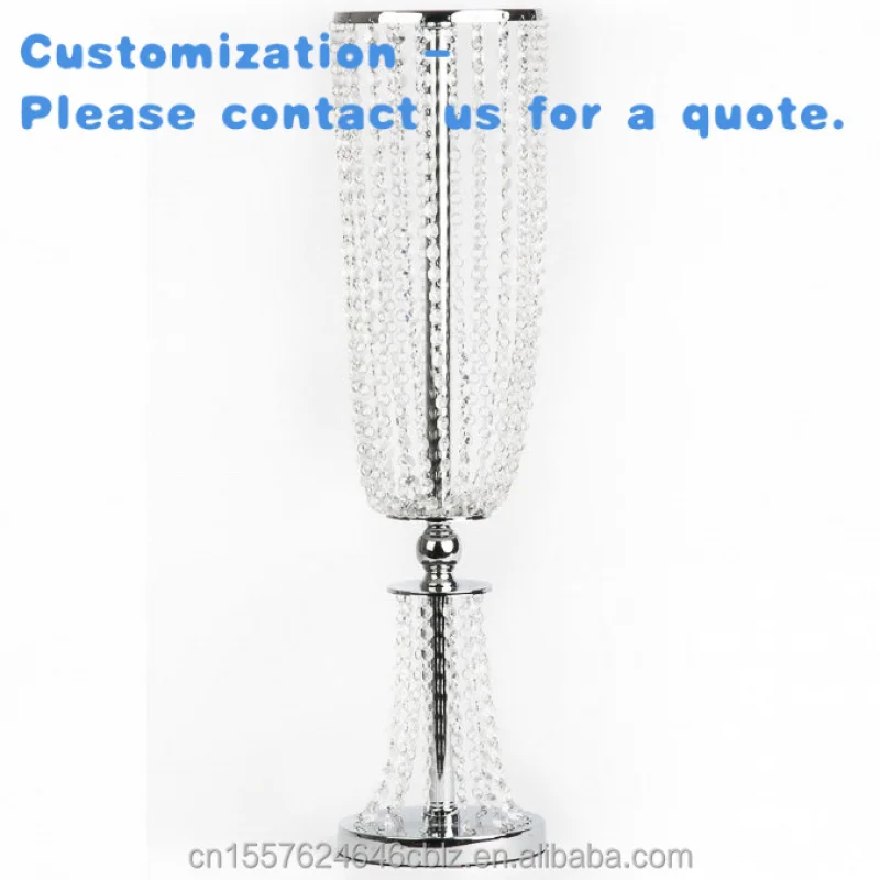 custom.ZM038 Stunning Silver Column Tabletop Centerpiece - Wedding and Event Table Decor
